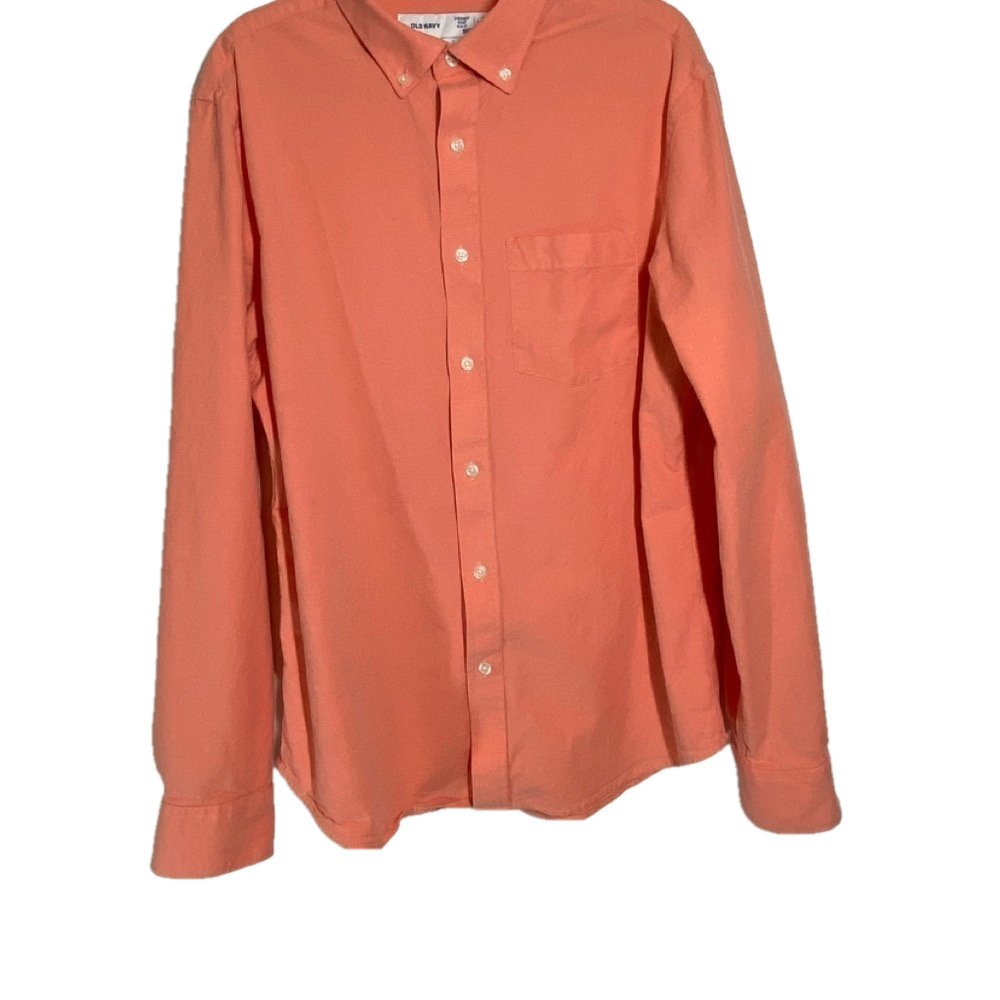 OLD NAVY Long Sleeve Button Down Collar SLIM FIT Size L 97% Cotton 3% Spandex